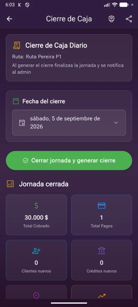 Cierre de caja
