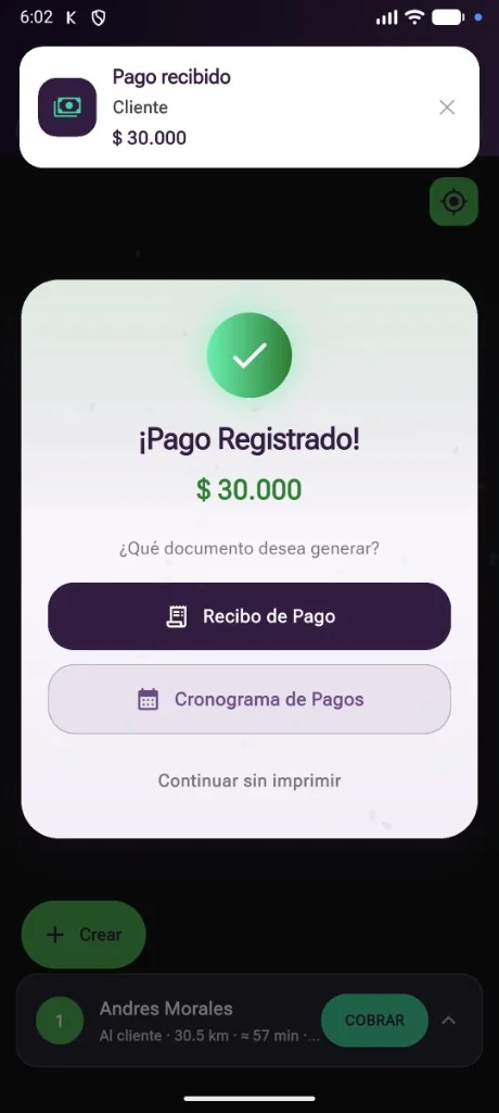 Cobro registrado en Kollektor